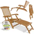 Juskys® Sonnenliege Evia - Klappbar Für Garten Und Terrasse, Geöltes Akazienholz Für Natürliche Optik Und Langlebige Nutzung, 196x54x95 Cm In Natur