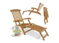 Juskys® Sonnenliege Evia - klappbar für Garten & Terrasse, geöltes Akazienholz für natürliche Optik & langlebige Nutzung, 196x54x95 cm in Natur