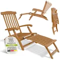 Juskys® Sonnenliege Evia - klappbar für Garten & Terrasse, geöltes Akazienholz für natürliche Optik & langlebige Nutzung, 196x54x95 cm in Natur