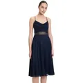 Vera Mont Cocktailkleid Damen mit Wasserfallausschnitt Stickerei blau S (34)