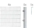 Alberts Einstabmattenzaun DSM-Grundset6/5/6fvz2000x800/8PF60x40, 654108 Doppelstabmattenzaun als 10 tlg. Zaun-Komplettset verschieden