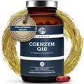 QIDOSHA Coenzym Q10 als UBIQUINON mit Leinsamenöl Kapseln, hochdosiert, 200mg Coenzym Q10 flüssig je Kapsel, 120 vegane Softgel-Kapseln im Glas, Ubiquinon eingebettet in Leinsamenöl für optimale Bioverfügbarkeit, Q10 als Ubichinon à 120 St., 174 g