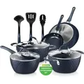 Induktie-Kochset mit Keramiktopf - 11-teilig - Blauw - Pfas-frei - Dunkelblau