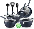 NutriChef Pfannenset & Topfset 11-teilig Antihaftbeschichtet – Kochtopf Set mit Durchsichtigen Deckeln & Keramikschicht – Töpfe Set für Gas, Elektro & Induktionsherd – Töpfe & Pfannen PFOA/PFOS-frei