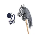 HC HKM Hobby Horse Clara Grau + Halfter & Strick Blau Set – Steckenpferd