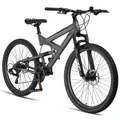 Licorne Bike Strong 2D Premium Mountainbike in 26, 27,5 und 29 Zoll - Fahrrad für Jungen, Mädchen, Damen und Herren - Scheibenbremse vorne und hinten - Shimano 21 Gang-Schaltung - Zoll:27.5;Farbe:Anthrazit