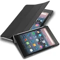 Cadorabo Hülle kompatibel mit Kindle FIRE HD 8 2017 2018 (7. und 8. Gen.) Tablethülle mit Auto Wake Up aus Kunst Leder Cover Hülle für Kindle FIRE HD 8 2017 2018 (7. und 8. Gen.) Tasche in Schwarz