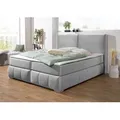 Boxspringbett HOME AFFAIRE "Wehma", silber, B:190cm L:213cm, Struktur fein (100% Polyester), Komplettbetten, Boxspringbett, inkl. Topper in 3 verschiedenen Matratzen, auch in Samtstoff