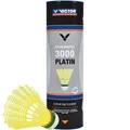 VICTOR Badminton-Bälle Nylon Shuttle 3000 Platin, Spielball, langsam, gelb, 6 Stück