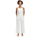 Overall VERA MONT "Vera Mont Jumpsuit mit Volant", Damen, Gr. 38, Normalgrößen, weiß (rohweiß), Obermaterial: 95% Polyester recycelt, 5% Elasthan., festlich, figurumspielend, amerikanischer Ausschnitt, ohne Ärmel, Overalls Volantrock, Bindeband