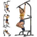 TREX SPORT Power Tower Dip Station & Klimmzugstange freistehend TX-060PR | multifunktionaler Kraftturm für zuhause bis 150 kg - Schwarz