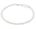 Kuzzoi Buddha Herren Armband mit Süßwasserperlen (3 mm) oval geformt, Perlenarmband für den Mann in 925 Sterling Silber, Unisex Armschmuck mit Perlen, Länge 23 cm