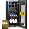 Sommertal Kühlschrank GK 60– Leiser Getränkekühlschrank mit LED, Touchscreen & Schloss kleiner Flaschenkühlschrank schwarz 60L - Schwarz