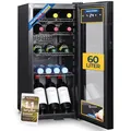 Sommertal Kühlschrank GK60– Leiser Getränkekühlschrank mit LED, Touchscreen & Schloss kleiner Flaschenkühlschrank schwarz 60L