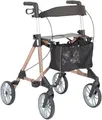 Russka Elan Classic Rollator, Aluminium Leichtgewicht faltbar mit Sitzfläche und Ankipphilfe, Gewicht nur 6,1 Kg., Sitzhöhe: 54 cm