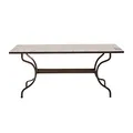 Loberon Tisch Labaroche, Mediterraner Stil, Mosaik in Handarbeit Aufgebracht, Gartenmöbel, Outdoor, Gartentisch, Zement, Stahl, grau