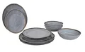 Bo-Camp Melamin Geschirr Set 12tlg Camping Essgeschirr Reise Picknick Teller, Grau