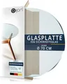 bijon Glasplatte Rund Tisch ESG Sicherheitsglas - Für Esstisch, Couchtisch, Gartentisch, Schreibtisch, Bodenplatte, Funkenschutz, Kaminschutz - Glasplatte Ø 70 cm