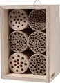 dobar Profi-Insektenhotel für Wildbienen, massive Nisthilfe mit Papierröhrchen, 16 x 12,5 x 23 cm, Birke