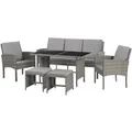Svita Denver Polyrattan Gartenmöbel Set Essgruppe Lounge Esstisch Grau