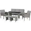 Svita Denver Polyrattan Gartenmöbel Set Essgruppe Lounge Esstisch Grau