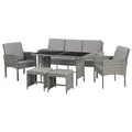 SVITA Denver Polyrattan Gartenmöbel Set Essgruppe Lounge Esstisch Grau