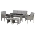 SVITA DENVER Sitzgruppe Polyratten-Lounge Garten-Lounge Sitzgruppe Rattan Grau
