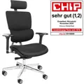 CLOUVOU Bürostuhl MasterSeat, schwarz, Stoff / Netz, mit Kopfstütze, bis 150 kg
