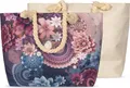 JACK by Descanso Strandtasche 55x40x15cm Bunte Motive Tasche Umhängetasche mit Reißverschluss aus Baumwolle, Farbe:Lila