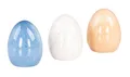 levandeo 3er Set Deko-Eier Porzellan Blau Creme Beige Osterdeko Ostereier Glänzend Tischdeko Osterbrunch Ostern Deko