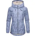 Ragwear Outdoorjacke Dankka Spring Wasserdichte Damen Jacke mit floralem Allover-Print blau M (38)