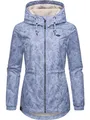 Ragwear leichte Damen Übergangsjacke wasserdichte Outdoorjacke mit floralem Allover-Print und Kapuze Dankka Spring YOUMODO Blue Gr. M