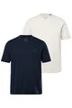 JP 1880 Herren große Größen Übergrößen Menswear L-8XL T-Shirts, Basic, 2er-Pack, V-Ausschnitt, Halbarm Natur Melange 7XL 711318201-7XL