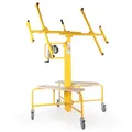 Wiltec Plattenheber bis max. 75 kg, Höhe 145-350 cm, Montagehilfe für Trockenbau, Paneelheber neigbar mit 4 Rädern mit Feststellbremse