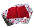 Tischläufer Tischdecke Mitteldecke Tischband gestickt Rosen Rot Weiss Silber Grau (60 x 60, Rot/Weiss)