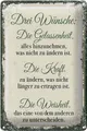 Blechschild Spruch 3 Wünsche Gelassenheit Kraft 20x30 cm Schild tin sign