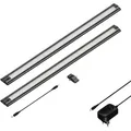 ledscom.de LED Unterbau-Leuchte SIRIS schwarz matt, flach, je 50cm, je 655lm, weiß, 2er Set