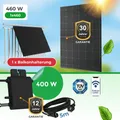 Balkonkraftwerk 460 W mit Hoymiles HM-400 Wechselrichter   Premium 460 W Glas-Glas Full Black Modul (bifazial) inkl. Balkonhalterung