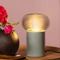 BRILLIANT grüne Tischleuchte mit Rauchglas KNUT | 22 cm Höhe | E27 | grün | Metall/Glas