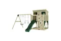 OutdoorToys Spielturm Nils, aus Holz in Dunkelgrün mit Trapezstange & Rutsche, Kletterwand