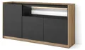 Sideboard Holzeffekt schwarz und eiche 156x37x80cm mit Led