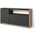 SIDEBOARD, Schwarz und Eiche, 156/37/80cm, mit Led