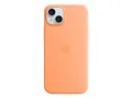 Original Apple iPhone 15 Plus Silikon Case mit MagSafe Orange Sorbet