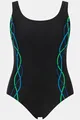 ULLA POPKEN Damen Costume Da Bagno, Pipings, Fascia Sotto Il Seno, Fodera Anteriore badeanzüge, Schwarz, 68