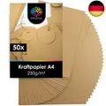 OfficeTree 50 x Kraftpapier A4 230g - Craftpapier A4 - Kartonpapier zum Basteln
