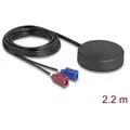 Delock 4G GNSS Antenne 1 x FAKRA C 1 x FAKRA D Buchse 2 dBi 28 dB 2,2 m RG-174