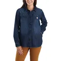 Carhartt Damen Lockere Passform, Langärmeliges Denim-Hemd, Zion L