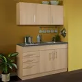 Held Miniküche Toronto, Buche, Holzwerkstoff, 3 Schublade(n) Schubladen, seitenverkehrt montierbar, nur wie online abgebildet bestellbar, 120 cm, Made in Germany, links aufbaubar, rechts Anti-Fingerprint, Küchen, Miniküchen