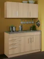 Singleküche Toronto 120 cm Buche NB mit Kochmulde und Einbauspüle in Edelstahl
