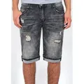 ESRA Jeansshorts Jeans Shorts Herren Jeansshorts Stretch Sommer Hose bis Übergröße Herren Jeans Shorts Herren Sommerhose Stretch Hose Herren Capri Jeans grau W50